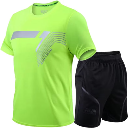 2 Pcs/Set Men'S Tracksuit Gym Fitness Badminton Sports Suit Clothes Running Jogging Sport Wear Exercise Workout Set Sportswear
