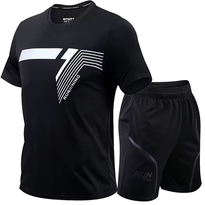 2 Pcs/Set Men'S Tracksuit Gym Fitness Badminton Sports Suit Clothes Running Jogging Sport Wear Exercise Workout Set Sportswear