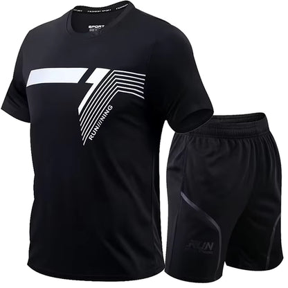 2 Pcs/Set Men'S Tracksuit Gym Fitness Badminton Sports Suit Clothes Running Jogging Sport Wear Exercise Workout Set Sportswear