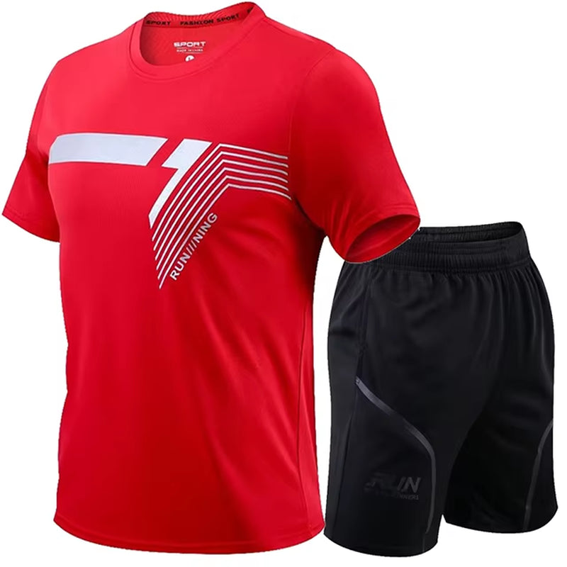 2 Pcs/Set Men'S Tracksuit Gym Fitness Badminton Sports Suit Clothes Running Jogging Sport Wear Exercise Workout Set Sportswear