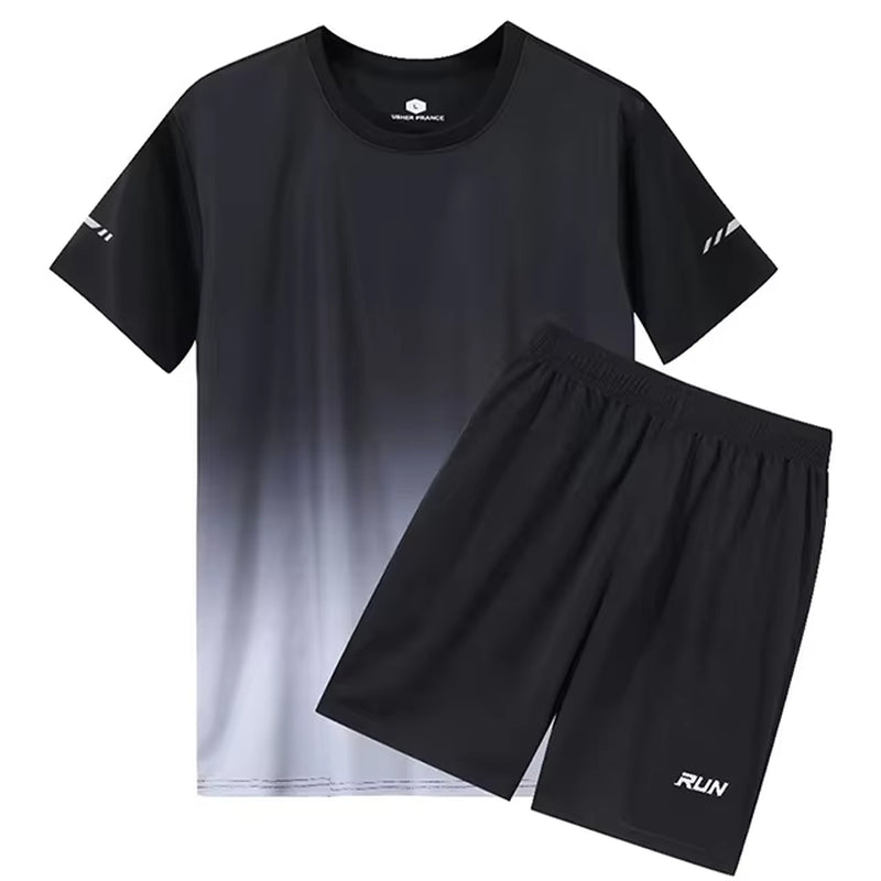 2 Pcs/Set Men'S Tracksuit Gym Fitness Badminton Sports Suit Clothes Running Jogging Sport Wear Exercise Workout Set Sportswear