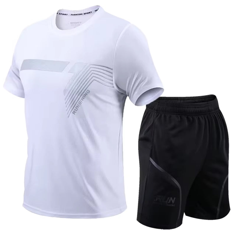 2 Pcs/Set Men'S Tracksuit Gym Fitness Badminton Sports Suit Clothes Running Jogging Sport Wear Exercise Workout Set Sportswear