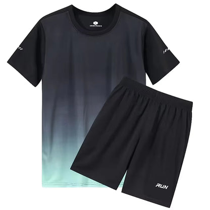 2 Pcs/Set Men'S Tracksuit Gym Fitness Badminton Sports Suit Clothes Running Jogging Sport Wear Exercise Workout Set Sportswear