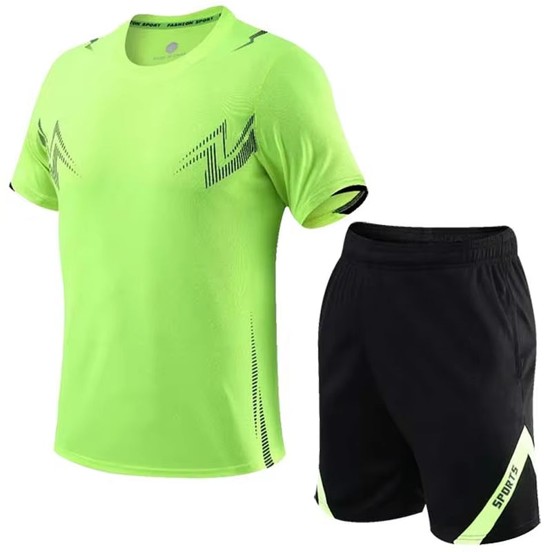 2 Pcs/Set Men'S Tracksuit Gym Fitness Badminton Sports Suit Clothes Running Jogging Sport Wear Exercise Workout Set Sportswear