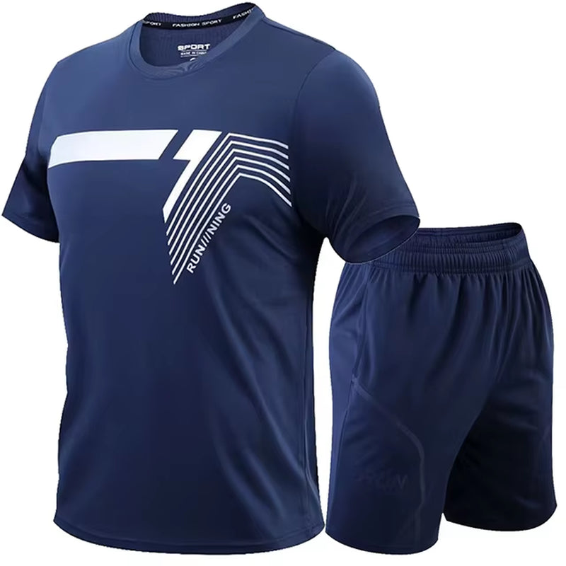 2 Pcs/Set Men'S Tracksuit Gym Fitness Badminton Sports Suit Clothes Running Jogging Sport Wear Exercise Workout Set Sportswear